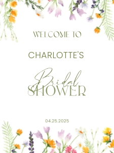 wildflower wildflowers bridal shower welcome sign 18X24: wildflower wildflowers bridal shower welcome sign 18X24