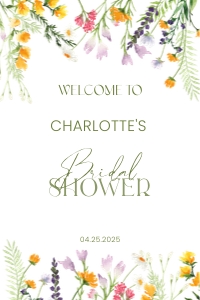 wildflower wildflowers bridal shower welcome sign 24X36: wildflower wildflowers bridal shower welcome sign 18X24