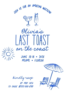 Coastal Bachelorette invitation itinerary aa066 design preview