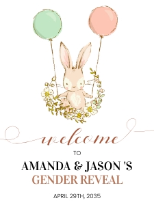 Bunny gender reveal welcome sign design preview