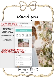 Bow thank you card aa045 design preview