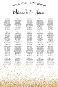 gold glitter seating chart 24x36 aa067: gold glitter seating chart 24x36 aa067