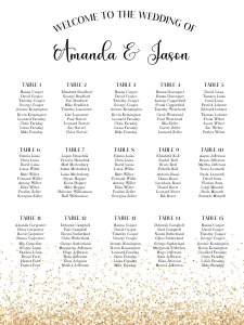 gold glitter seating chart 18x24 aa067: gold glitter seating chart 24x36 aa067