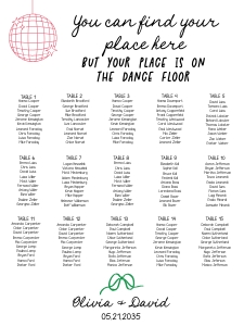 Whimsical dance floor wedding seating chart 18x24 AA045 design preview