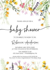 wildflowers baby shower bundle set design preview