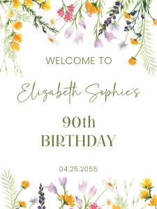 Wildflowers Birthday Welcome sign design preview