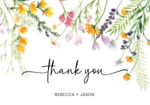 wildflower baby shower thank you card design preview