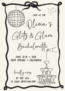 Glitz and Glam Bachelorette Party AA070 design preview