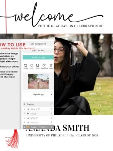 Graduation photo welcome sign tassel design preview