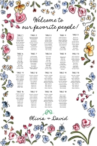 Whimsical floral seating chart design preview
