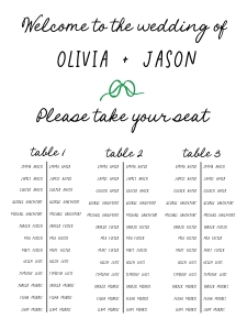 Banquet Table seating chart 18X24 design preview