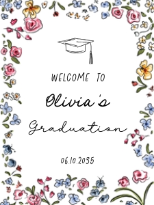 Graduation welcome sign whimsical flowers AA069 design preview