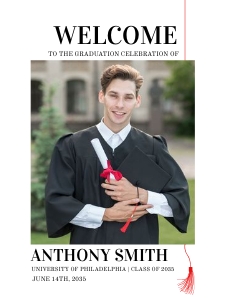 Graduation photo welcome tassel boy design preview