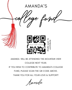 Graduation fund tassel qr code: Graduation fund tassel qr code sign