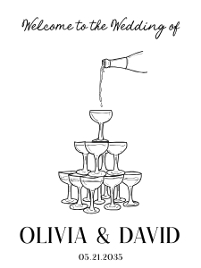 Hand Drawn Wedding Welcome Sign Old Money champagne tower  AA052 aa048 design preview