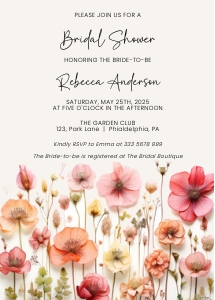 Pressed flowers Bridal Shower AA072 design preview