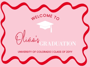Graduation wavy welcome LANDSCAPE 24x18 sign design preview