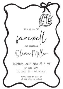Bow Disco Ball farewell party AA045 design preview