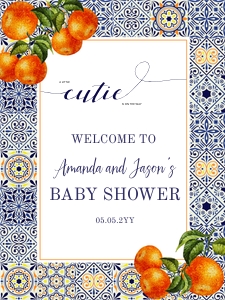 Oranges and tiles Baby Shower little cutie welcome sign design preview
