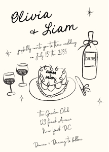 Illustrated fancy wedding invitation AA059 design preview
