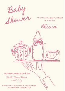 Hand drawn waiter Baby AA059 Shower Girl: Hand drawn waiter Baby AA059 Shower Girl