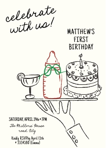 hand drawn waiter baby 1st year neutral AA059 design preview