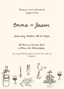 Hand drawn engagement invitation champagne AA059 design preview