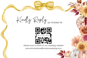 wedding gold bo rsvp qr code aa081: Wedding Gold Bow AA081