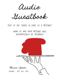Whimsical Hand drawn Audio Guest Book sign 8x10 AA059 design preview