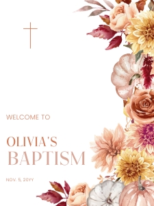 Fall Baptism welcome sign floral AA027 18x24 design preview