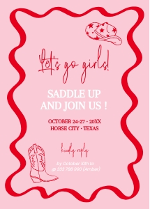 wavy western bridal shower itineray design preview