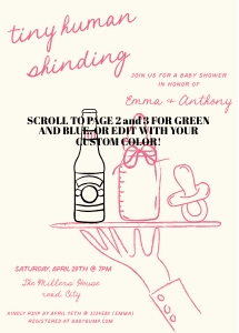 Hand drawn waiter Beer Baby Shower AA059 design preview