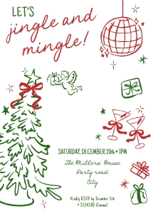Jingle and mingle Christmas Party whimsical AA093 design preview