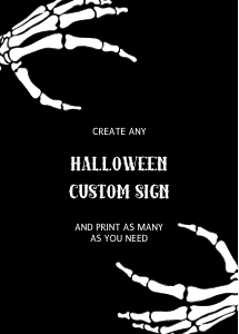 Halloween hand skeleton skull 5x7 Sign AA015 design preview