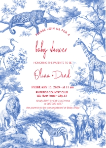 Safari toile Baby Shower AA100 design preview