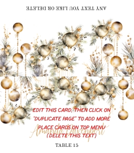 Gold Ornaments place cards aa028 design preview