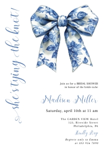 Blue chinoiserie bow coquette AA108: Blue chinoiserie bow coquette AA108