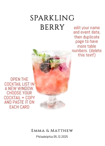 cocktails table number design preview