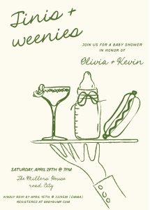 tinis and weenies baby shower AA059 design preview