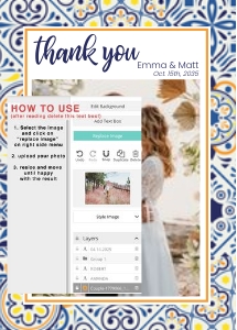 Portuguese tiles thank you card design preview