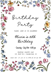 Spring Summer floral Birthday AA069 design preview