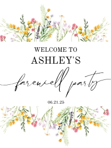 Wilflowers farewell party welcome sign design preview