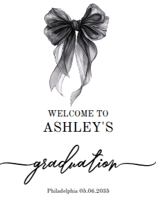 AA117 black bow graduation welcome sign design preview