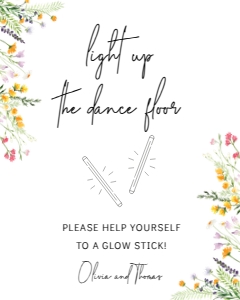 wildflowers glow sticks dance floor sign design preview