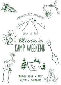 camp bachelorette invitation + itinerary aa121 design preview