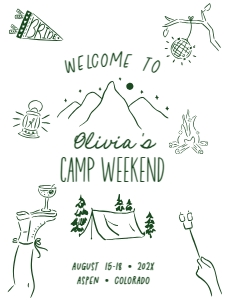 Camp bachelorette whimsical welcome sign aa121 design preview