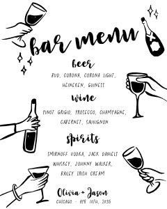 AA121 bar menu sign cheers hands design preview