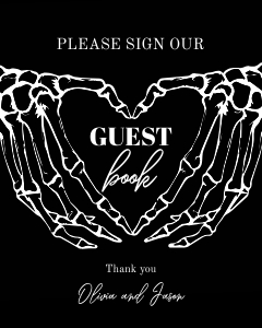 aa015 skeleton guest book sign design preview