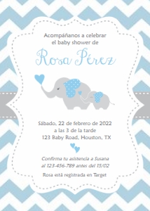 Invitación Baby Shower Elefante Niño 4x6": Invitación Baby Shower Elefante Niño