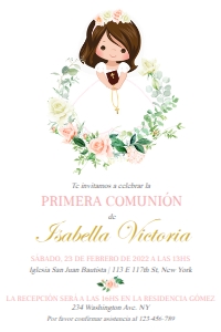 Invitación Primera Comunión Niña 4x6": Invitación Primera Comunión Niña